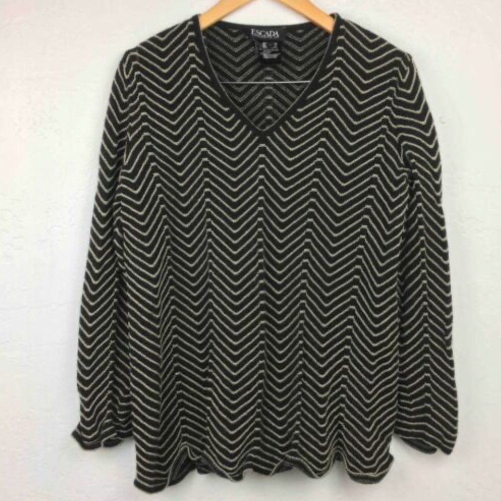 Escada Black Chevron Sweater